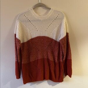 Colorblock Knit Sweater - Red and White